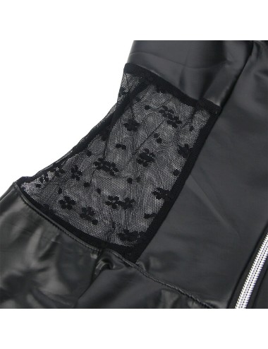 SUBBLIME - 957711 VESTIDO DE COURO COM ZÍPER DE RENDA PRETO L/XL