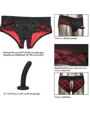CALEXOTICS - CONJUNTO DE CALCINHAS SCANDAL SEM FUNDO COM DILDO TAMANHO L/XL