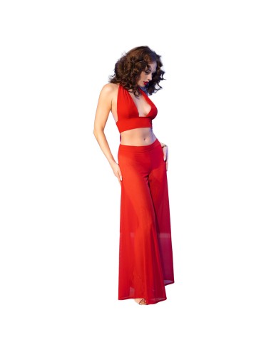 CHILIROSE - CR 4857 CONJUNTO DE BLUSA E CALÇA VERMELHA TAMANHO P