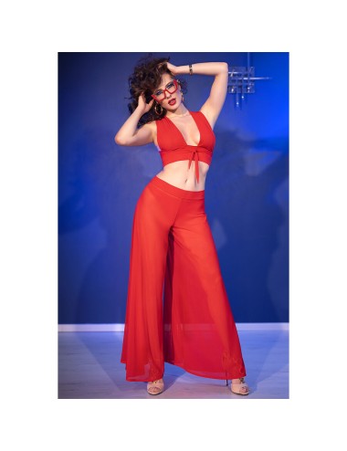 CHILIROSE - CR 4857 CONJUNTO DE BLUSA E CALÇA VERMELHA TAMANHO P