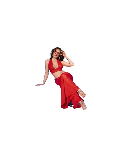 CHILIROSE - CR 4857 CONJUNTO DE BLUSA E CALÇA VERMELHA TAMANHO G