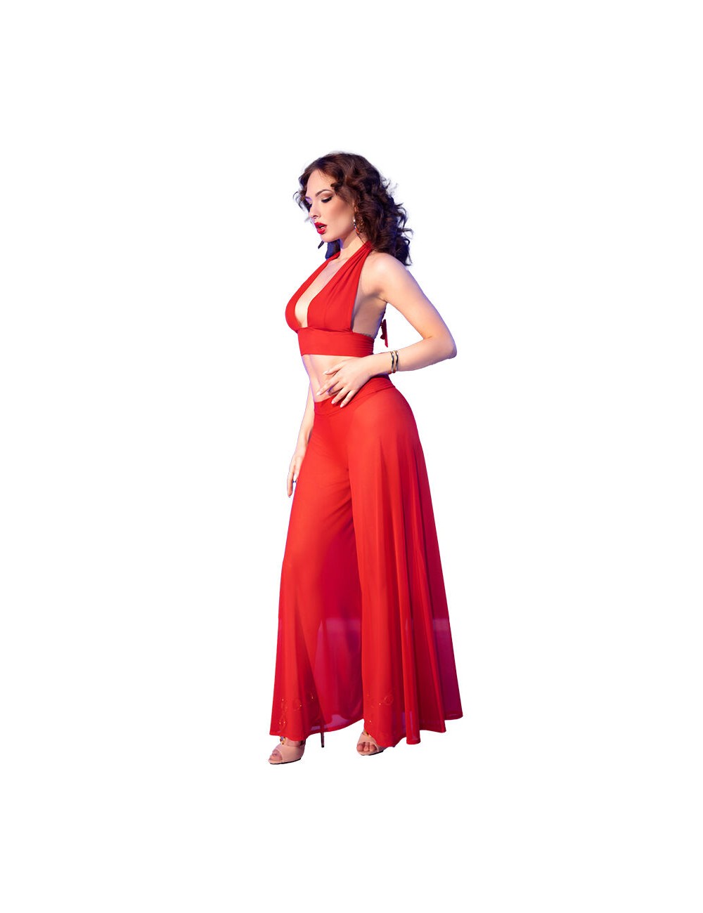 CHILIROSE - CR 4857 CONJUNTO DE BLUSA E CALÇA VERMELHA TAMANHO GG