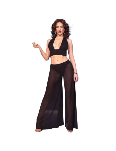 CHILIROSE - CR 4857 CONJUNTO DE BLUSA E CALÇA PRETA TAMANHO P