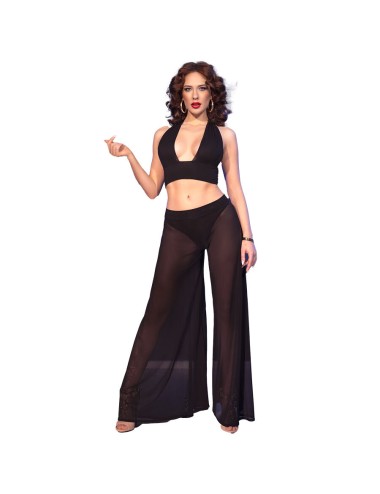 CHILIROSE - CR 4857 CONJUNTO DE BLUSA E CALÇA PRETA TAMANHO G