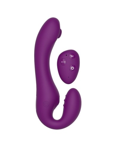 XOCOON - VIBRADOR STRAP-ON 2 EM 1 SEM ALÇAS COM CONTROLE REMOTO ROXO