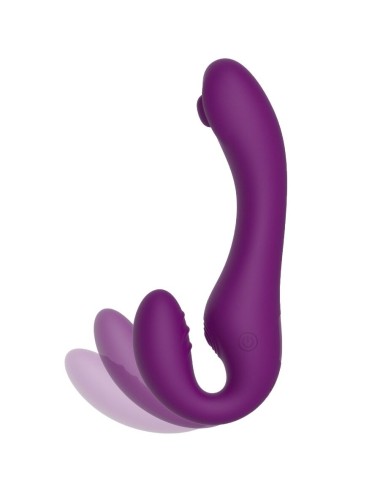 XOCOON - VIBRADOR STRAP-ON 2 EM 1 SEM ALÇAS COM CONTROLE REMOTO ROXO