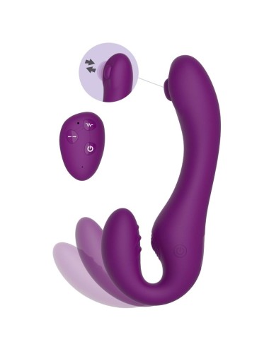 XOCOON - VIBRADOR STRAP-ON 2 EM 1 SEM ALÇAS COM CONTROLE REMOTO ROXO