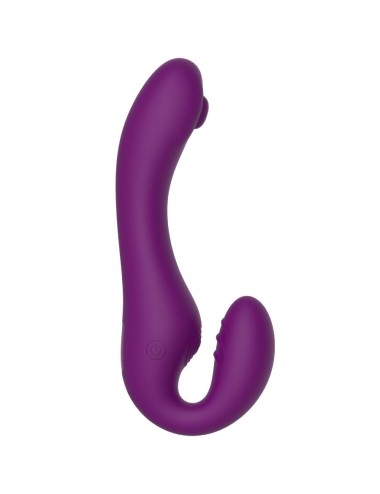 XOCOON - VIBRADOR STRAP-ON 2 EM 1 SEM ALÇAS COM CONTROLE REMOTO ROXO
