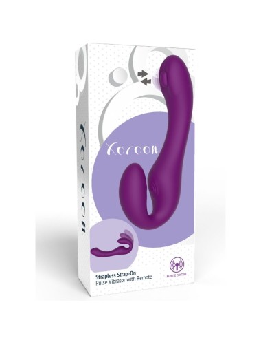 XOCOON - VIBRADOR STRAP-ON 2 EM 1 SEM ALÇAS COM CONTROLE REMOTO ROXO