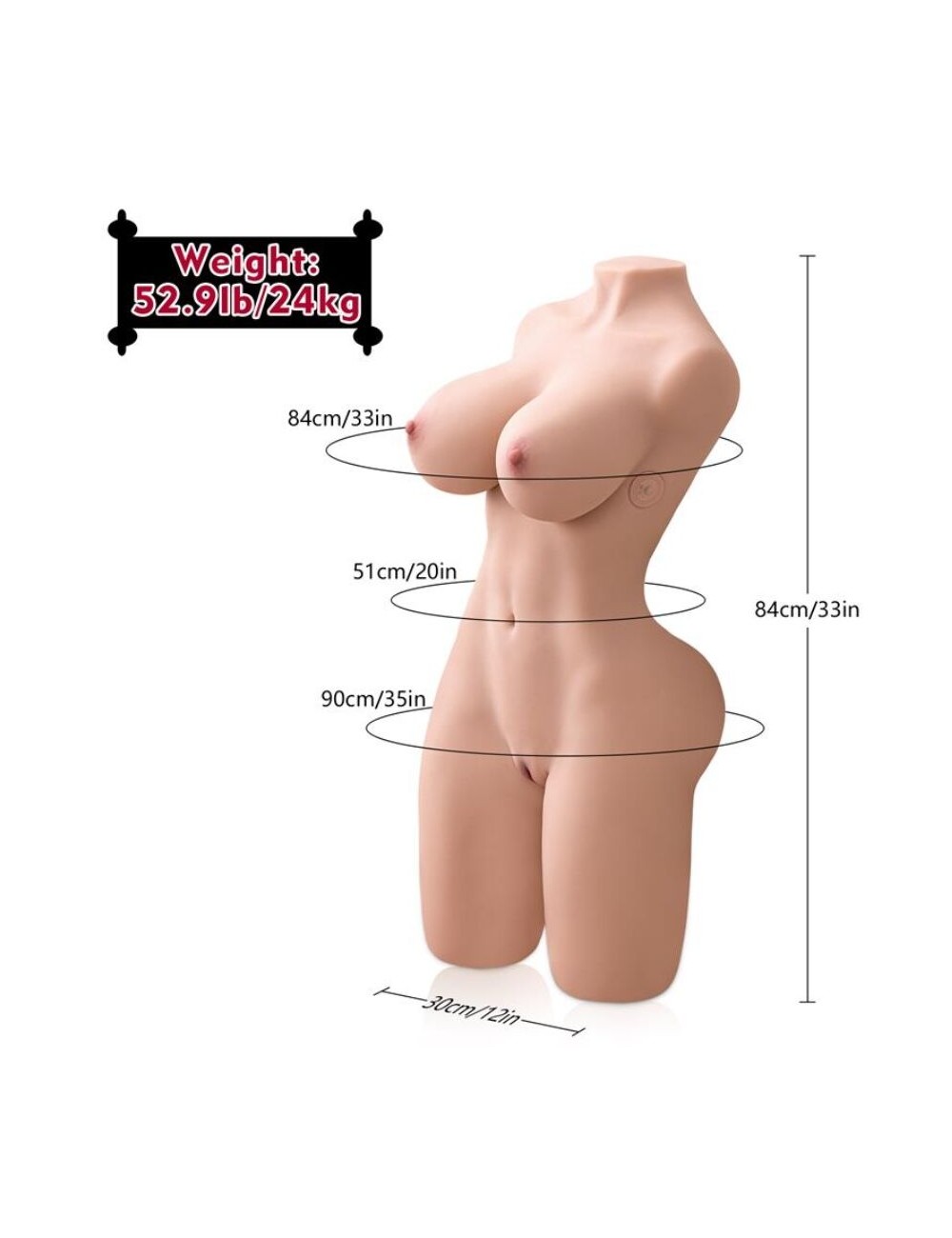 XISE - ERICA THRUSTING TORSO REALISTA COM VIBRAÇÃO FEMININA 84 CM