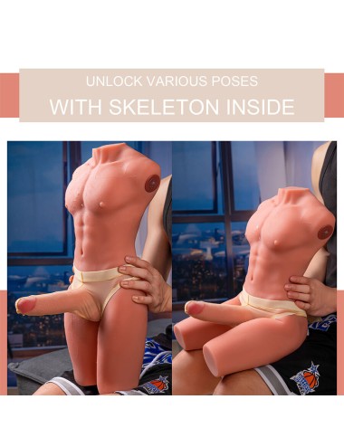 XISE - JASON MEIO CORPO TORSO MASCULINO REALISTA COM IMPULSO E VIBRAÇÃO 55 CM
