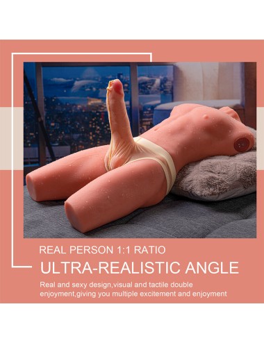 XISE - JASON MEIO CORPO TORSO MASCULINO REALISTA COM IMPULSO E VIBRAÇÃO 55 CM