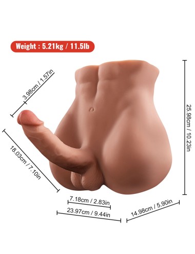 XISE - BERTLETT DILDO ASS DILDO REALISTA E ÂNUS MASTURBADOR POSIÇÃO FRONTAL COM IMPULSIONAMENTO 18 CM