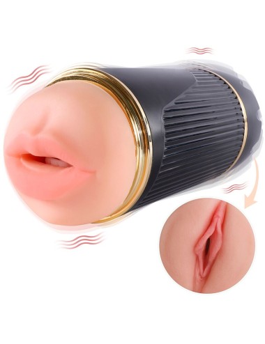 SHEQU - KAY MASTURBADOR DUPLO COM BOCA DUPLA E VIBRAÇÃO DE VAGINA