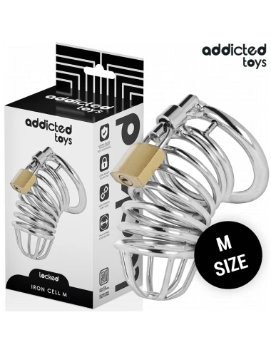 ADDICTED TOYS LOCKED - GAIOLA DE PÊNIS DE METAL COM CÉLULA DE FERRO TAMANHO M