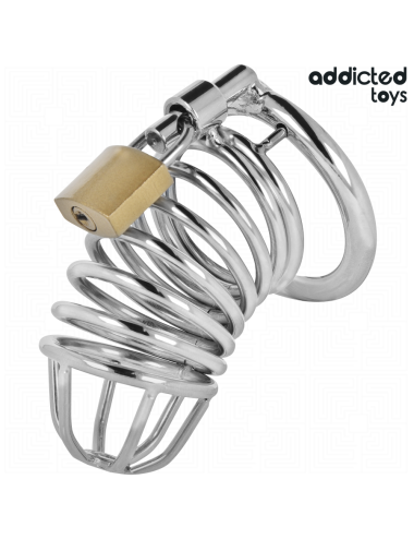 ADDICTED TOYS LOCKED - GAIOLA DE PÊNIS DE METAL COM CÉLULA DE FERRO TAMANHO M