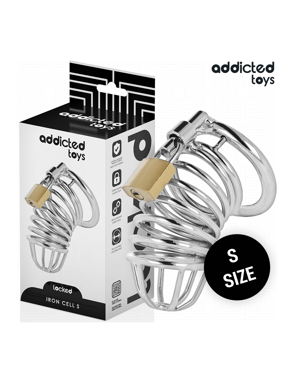 ADDICTED TOYS LOCKED - GAIOLA DE PÊNIS DE METAL COM CÉLULA DE FERRO 4 CM TAMANHO S ADDICTED TOYS LOCKED - GAIOLA DE PÊNIS DE METAL COM CÉLULA DE FERRO 4 CM TAMANHO S