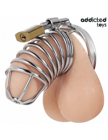 ADDICTED TOYS LOCKED - GAIOLA DE PÊNIS DE METAL COM CÉLULA DE FERRO 4 CM TAMANHO S