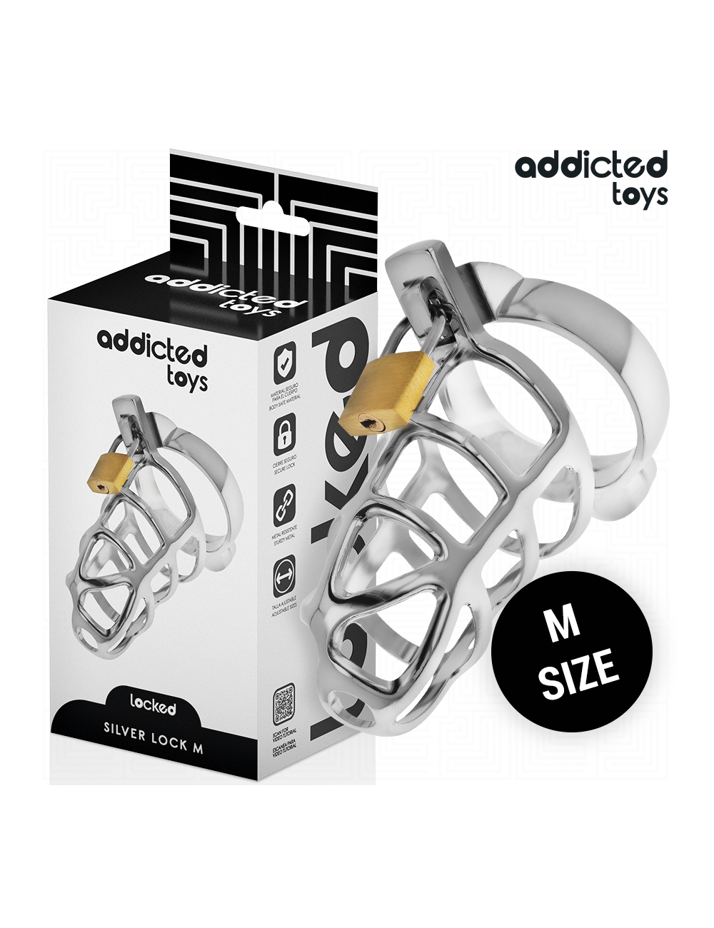 ADDICTED TOYS LOCKED - GAIOLA DE PÊNIS COM TRAVA DE PRATA TAMANHO M ADDICTED TOYS LOCKED - GAIOLA DE PÊNIS COM TRAVA DE PRATA TAMANHO M