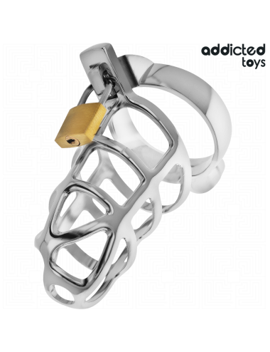 ADDICTED TOYS LOCKED - GAIOLA DE PÊNIS COM TRAVA DE PRATA TAMANHO M