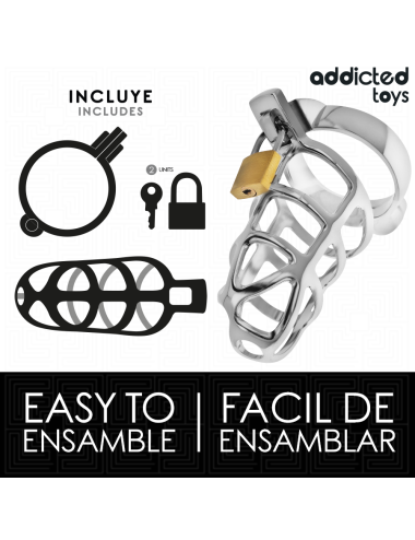 ADDICTED TOYS LOCKED - GAIOLA DE PÊNIS COM TRAVA DE PRATA TAMANHO M