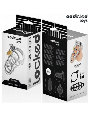 ADDICTED TOYS LOCKED - GAIOLA DE PÊNIS COM TRAVA DE PRATA TAMANHO M