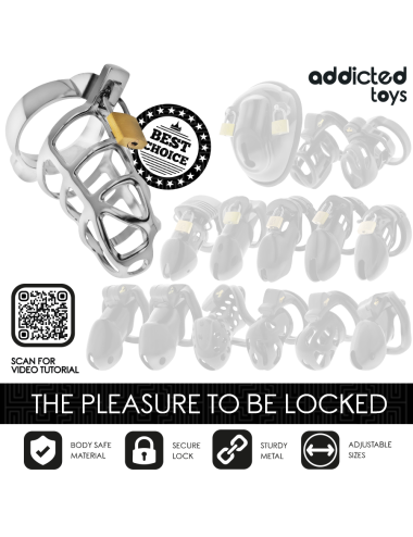 ADDICTED TOYS LOCKED - GAIOLA DE PÊNIS COM TRAVA DE PRATA TAMANHO M