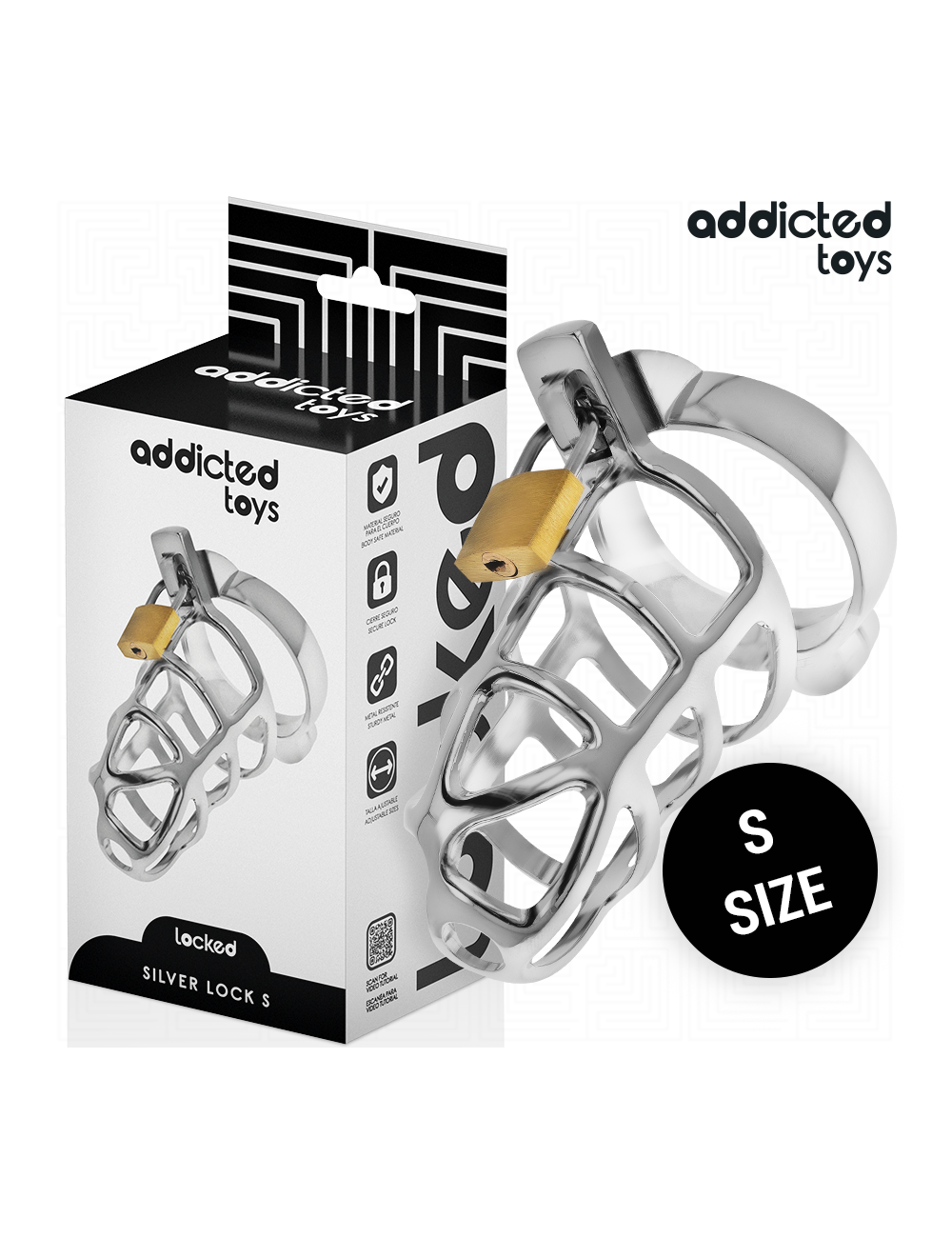ADDICTED TOYS LOCKED - GAIOLA DE PÊNIS DE METAL COM TRAVA DE PRATA TAMANHO S ADDICTED TOYS LOCKED - GAIOLA DE PÊNIS DE METAL COM TRAVA DE PRATA TAMANHO S