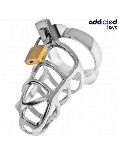 ADDICTED TOYS LOCKED - GAIOLA DE PÊNIS DE METAL COM TRAVA DE PRATA TAMANHO S