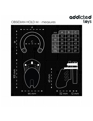 ADDICTED TOYS LOCKED - GAIOLA DE PÊNIS DE OBSIDIANA TAMANHO M