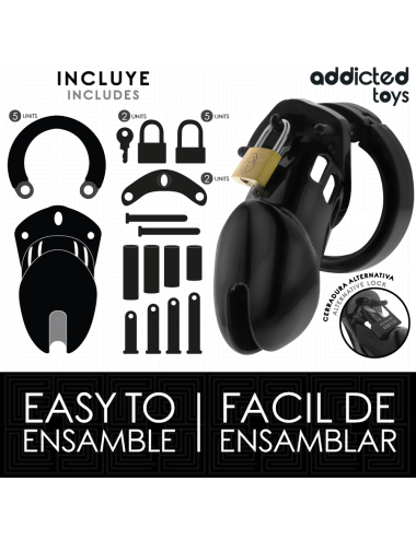 ADDICTED TOYS LOCKED - GAIOLA DE PÊNIS DE OBSIDIANA TAMANHO M