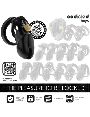 ADDICTED TOYS LOCKED - GAIOLA DE PÊNIS DE OBSIDIANA TAMANHO M