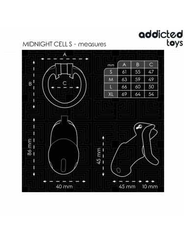ADDICTED TOYS LOCKED - GAIOLA PARA PÊNIS CELL MINDNIGHT TAMANHO S 4.8 CM