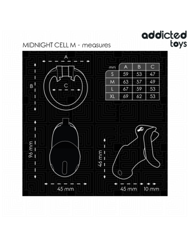 ADDICTED TOYS LOCKED - GAIOLA PARA PÊNIS CELL MINDNIGHT 4.2 CM TAMANHO M