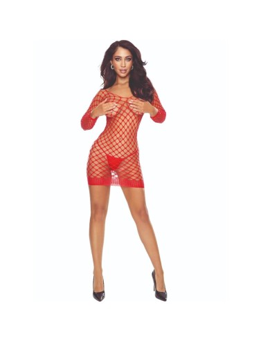 PASSION - BS108 BODYSTOCKING GRID VERMELHO