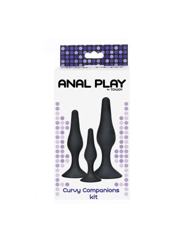 TOYJOY - ANAL PLAY CURVY COMPANIONS PLUG ANAL 3 PEÇAS PRETO