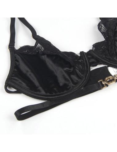 SUBBLIME - CONJUNTO DE 3 PEAS SUTI + TANGA + LIGA DE RENDA PRETO L/XL