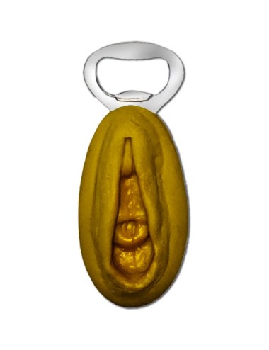 DIABLO PICANTE - ABRIDOR DE PRATA COM FORMATO DE VAGINA DOURADA