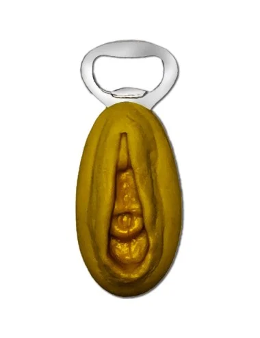 DIABLO PICANTE - ABRIDOR DE PRATA COM FORMATO DE VAGINA DOURADA