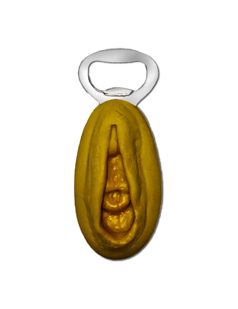 DIABLO PICANTE - ABRIDOR DE PRATA COM FORMATO DE VAGINA DOURADA