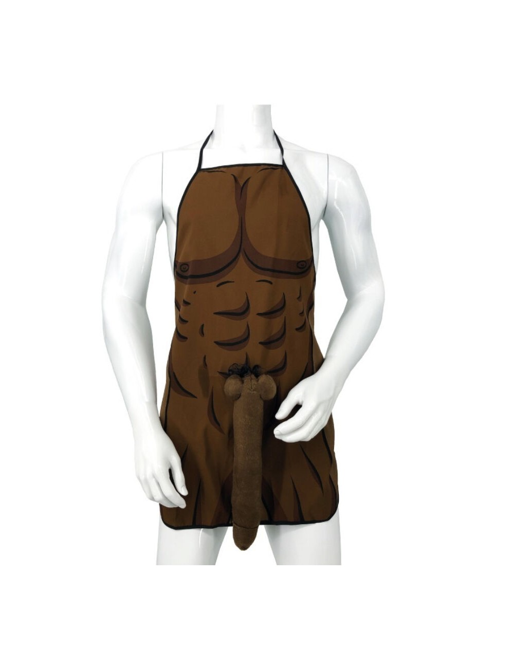 DIABLO PICANTE - AVENTAL MUSCULAR COM PÊNIS 3D EM TOM MARROM