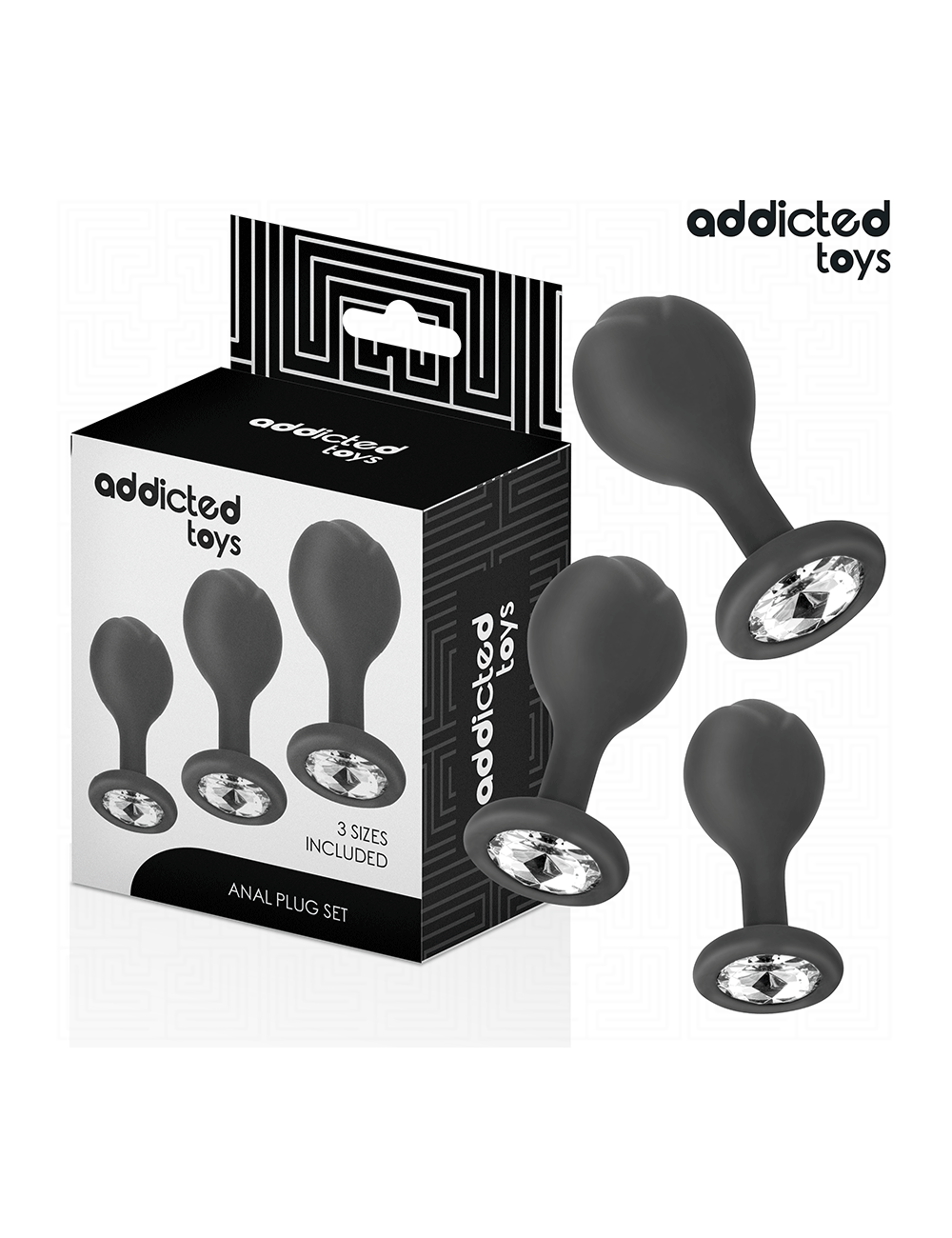 ADDICTED TOYS - CONJUNTO DE 3 PLUG ANAL COM JOIA ADDICTED TOYS - CONJUNTO DE 3 PLUG ANAL COM JOIA