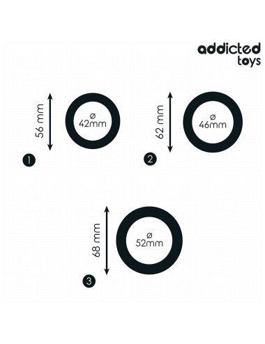 ADDICTED TOYS - CONJUNTO DE ANÉIS PLANOS DE SILICONE