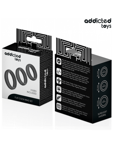 ADDICTED TOYS - CONJUNTO DE ANÉIS PLANOS DE SILICONE