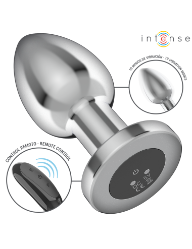 INTENSE - PLUG ANAL 10 VIBRAÇÕES METAL COM CONTROLE REMOTO L