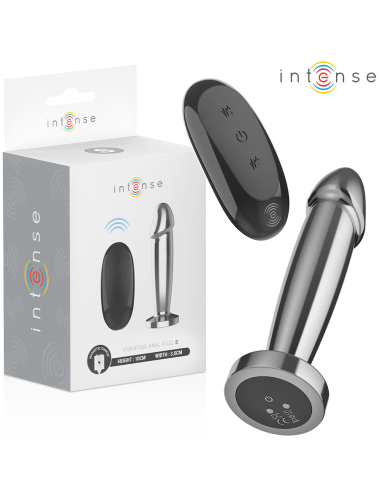 INTENSE - PLUG ANAL 10 VIBRAÇÕES DILDO DE METAL COM CONTROLE REMOTO S