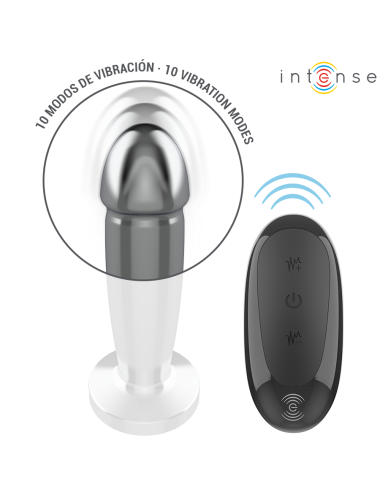 INTENSE - PLUG ANAL 10 VIBRAÇÕES DILDO DE METAL COM CONTROLE REMOTO S