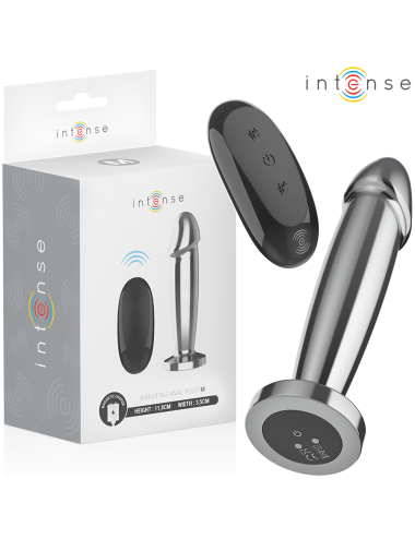 INTENSE - PLUG ANAL 10 VIBRAÇÕES DILDO DE METAL COM CONTROLE REMOTO M