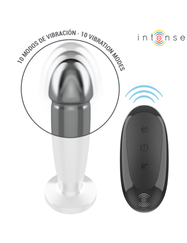 INTENSE - PLUG ANAL 10 VIBRAÇÕES DILDO DE METAL COM CONTROLE REMOTO M