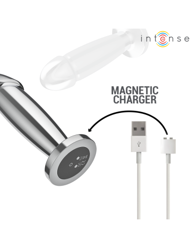 INTENSE - PLUG ANAL 10 VIBRAÇÕES DILDO DE METAL COM CONTROLE REMOTO M
